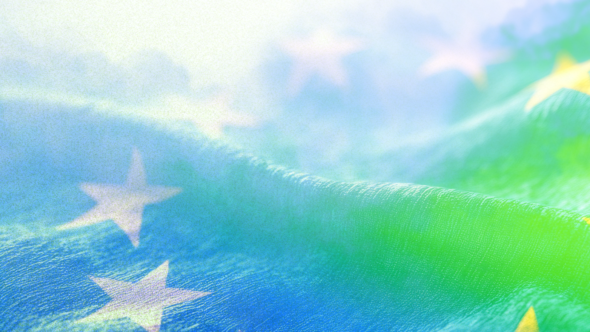 Abstract artwork combining the European flag with green agricultural imagery